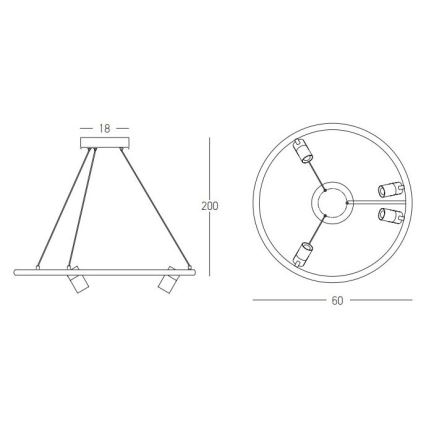 Zambelis 22012 - LED Prigušivi luster na sajli LED/47W/230V pr. 60 cm crna