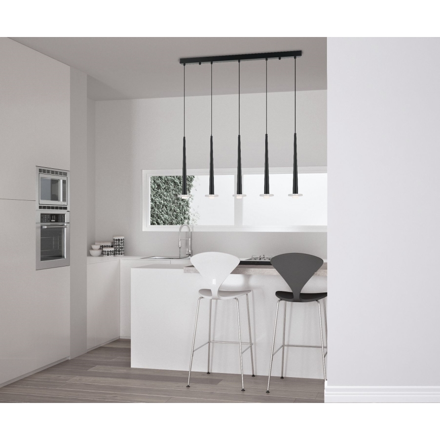 Zambelis 22112 - LED Prigušivi luster na sajli 5xLED/3W/230V CRI90 crna