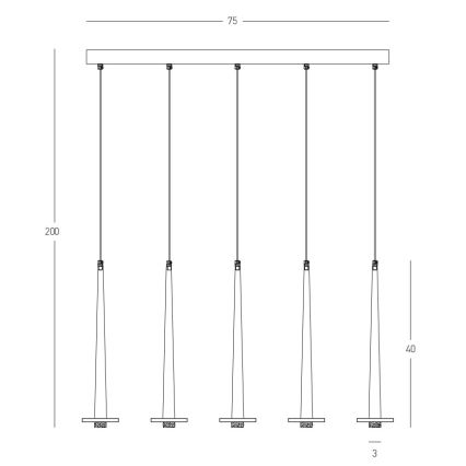 Zambelis 22112 - LED Prigušivi luster na sajli 5xLED/3W/230V CRI90 crna