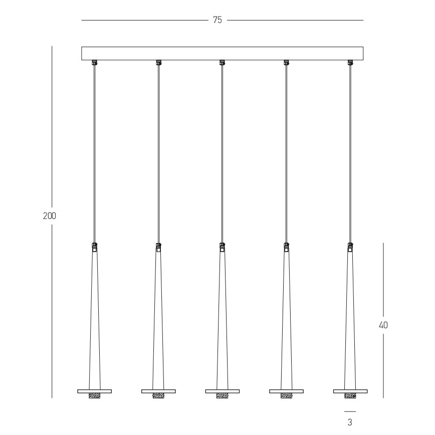 Zambelis 22112 - LED Prigušivi luster na sajli 5xLED/3W/230V CRI90 crna