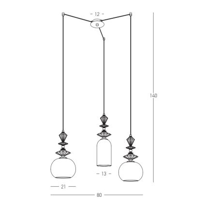 Zambelis 22152 - Luster na sajli 3xE27/40W/230V pauk keramika
