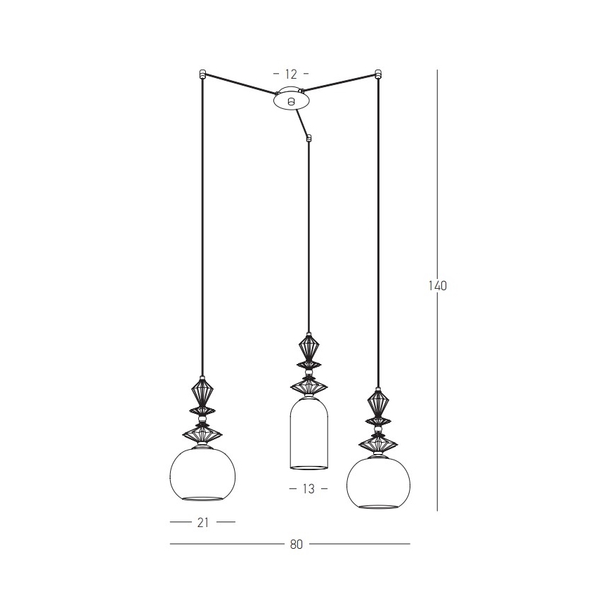 Zambelis 22152 - Luster na sajli 3xE27/40W/230V pauk keramika