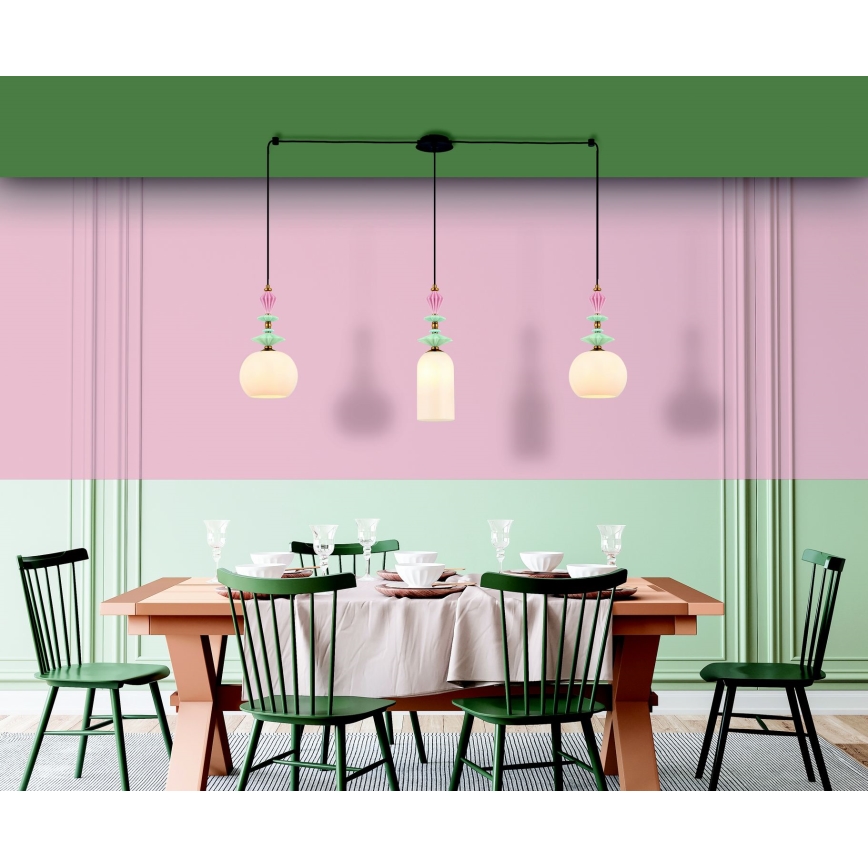 Zambelis 22153 - Luster na sajli 3xE27/40W/230V pauk keramika