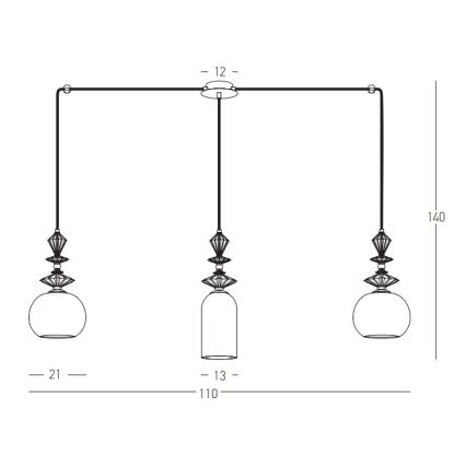 Zambelis 22153 - Luster na sajli 3xE27/40W/230V pauk keramika