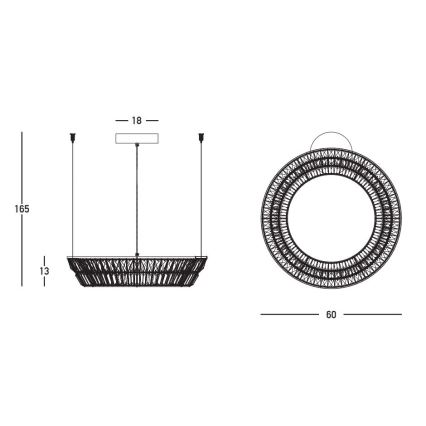 Zambelis 23046 - LED Prigušivi kristalni luster na sajli LED/38W/230V CRI 90 3000K pr. 60 cm mesing