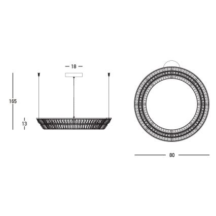 Zambelis 23048 - LED Prigušivi kristalni luster na sajli LED/55W/230V CRI 90 3000K pr. 80 cm mesing
