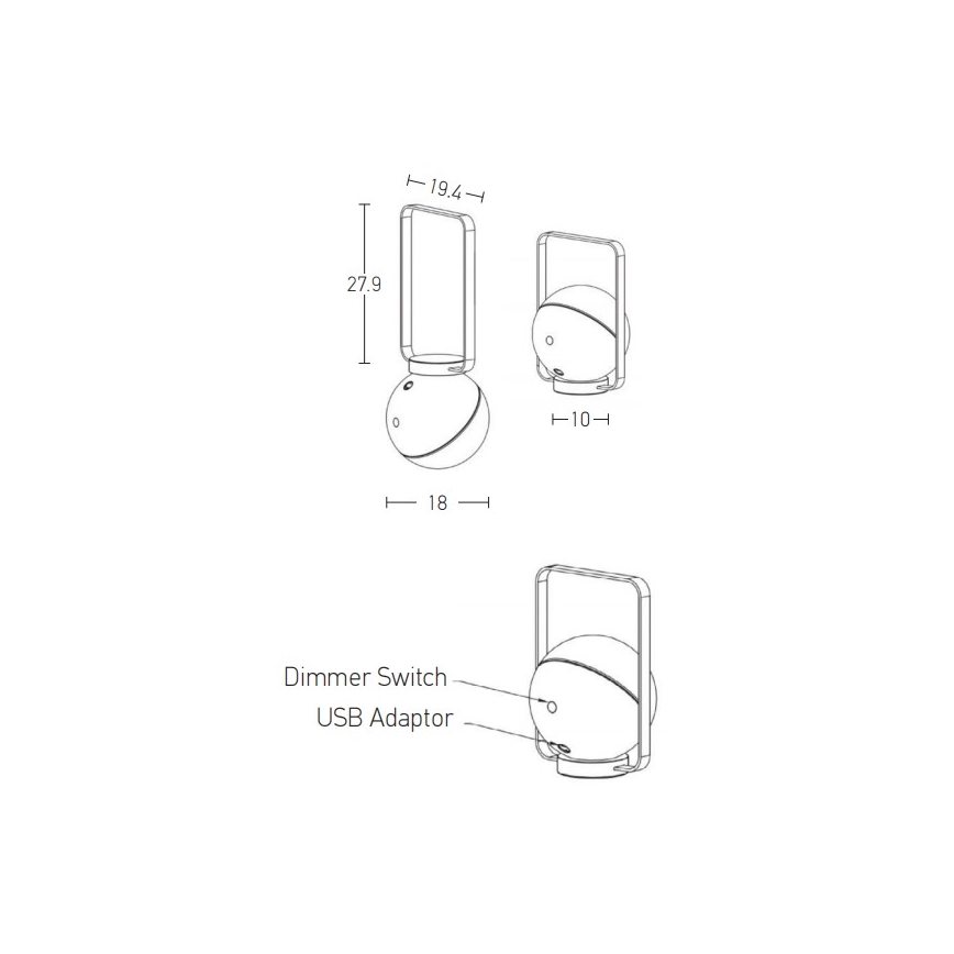Zambelis E234 - LED Prigušiva vanjska lampa LED/1,5W/3,7V 2600 mAh IP44 bijela
