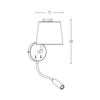 Zambelis H57 - LED Zidna lampa LED/3W + 1xE27/40W/230V crna