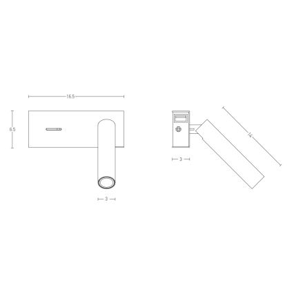 Zambelis H75 - LED Zidna svjetiljka LED/3W/230V USB crna