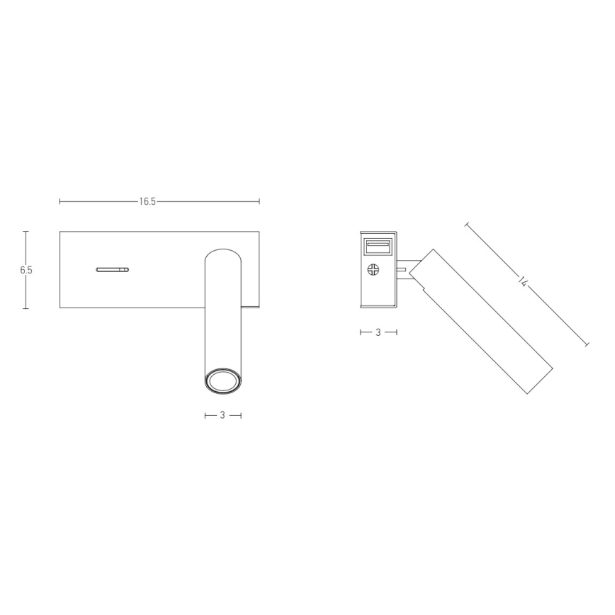 Zambelis H75 - LED Zidna svjetiljka LED/3W/230V USB crna