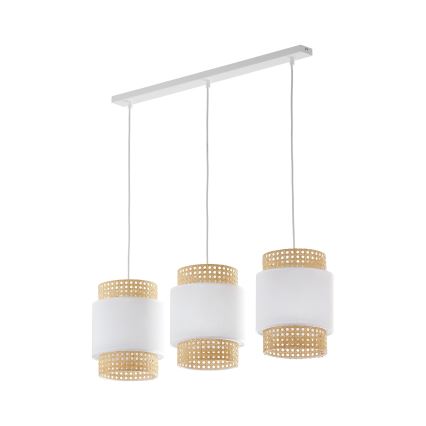 Zamjenski abažur BOHO za stolnu lampu i luster E27, promjer 20 cm, ratan/bijela