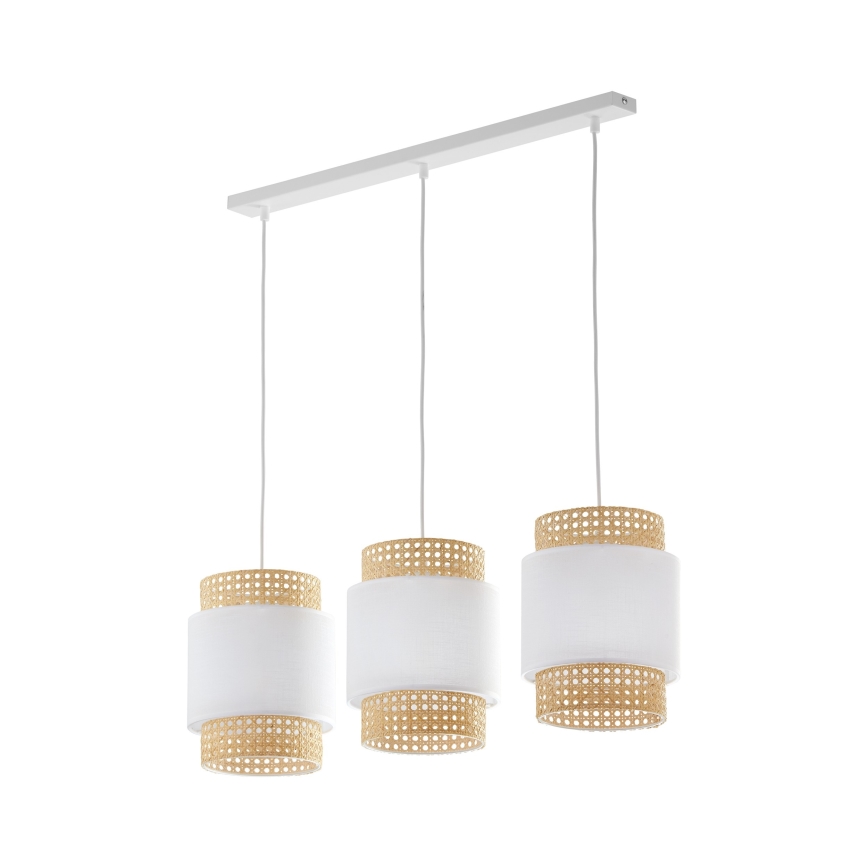 Zamjenski abažur BOHO za stolnu lampu i luster E27, promjer 20 cm, ratan/bijela
