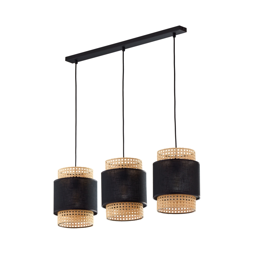 Zamjenski abažur za stolnu lampu i luster BOHO E27, promjer 20 cm, ratan/crna