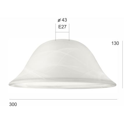 Zamjensko staklo za luster SFERA E27 130x300 mm bijela