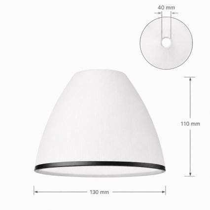 Zamjensko staklo za luster i zidnu svjetiljku RETRO, ANTICO, za E27, promjer 13 cm, bijelo/crno