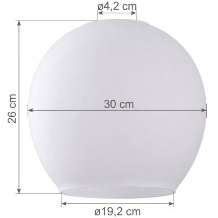 Zamjensko staklo za luster KULA E27 promjer 30 cm bijelo