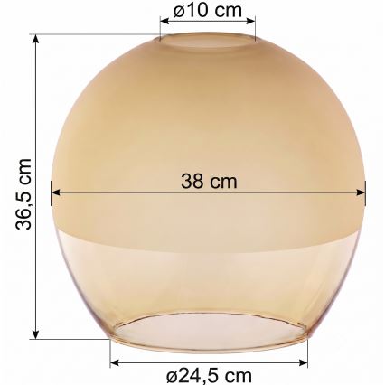 Zamjensko staklo za luster KULA E27, promjer 38 cm, dimno bež