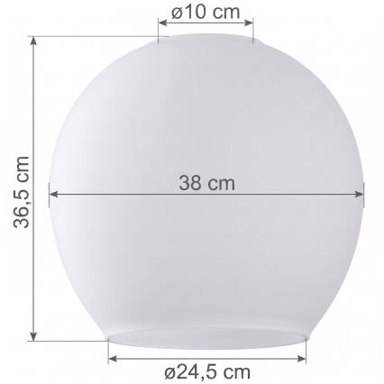 Zamjensko staklo za luster KULA E27 Ø 38 cm bijelo/prozirno