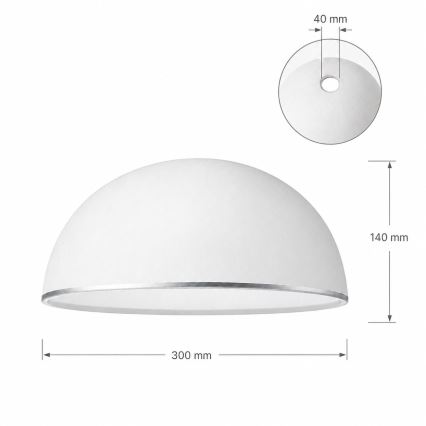 Zamjensko staklo za luster RETRO, ANTICO E27, promjer 30 cm, bijelo/srebrno