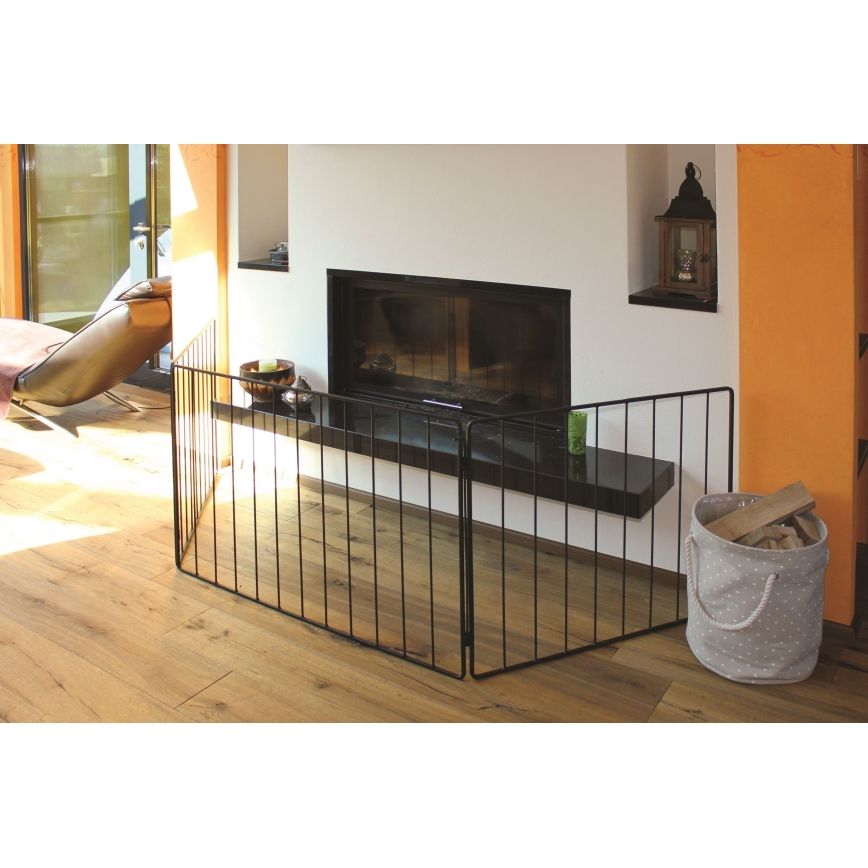 Zaštitna ograda za kamin 74x280 cm crna