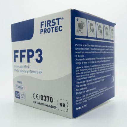 Zaštitno pomagalo - zaštitna maska FFP3 NR CE 0370 20kom