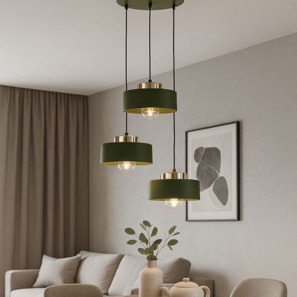 Zeleni luster na lanku IGNIA 3xE27/60W/230V