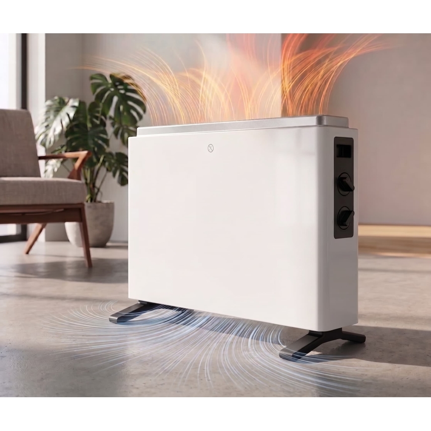 ZEVENTI - Električni grijač/konvektor 800/1200/2000 W/230 V bijela