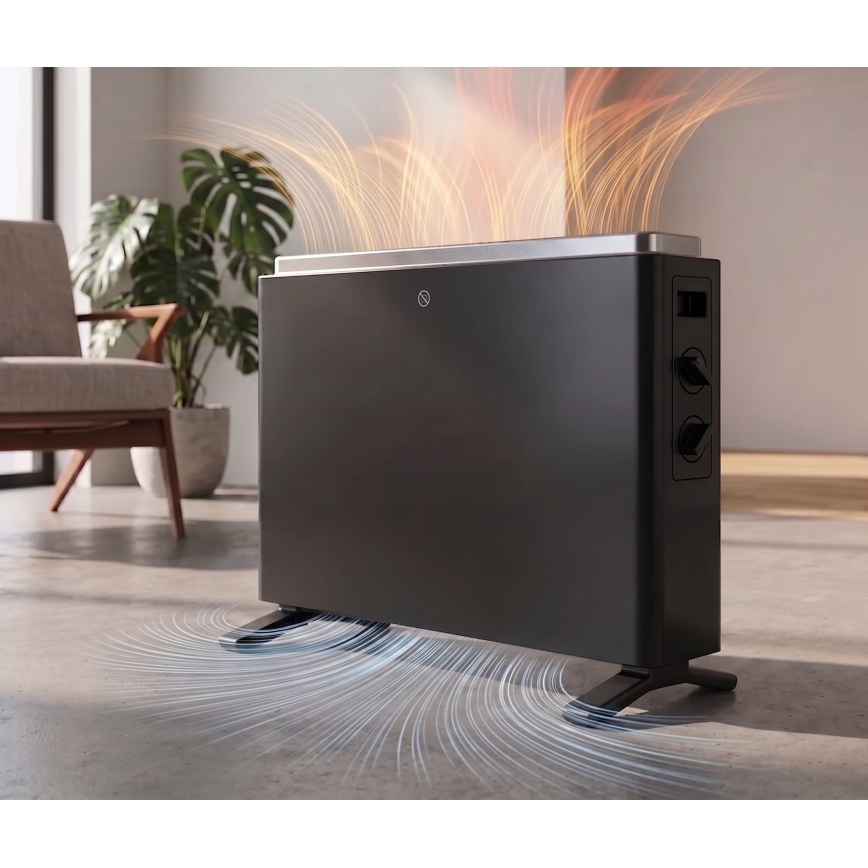 ZEVENTI - Električni grijač/konvektor 800/1200/2000W/230V crna
