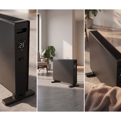 ZEVENTI - Električni grijač/konvektor s LCD zaslonom 1250/2000W/230V crni + daljinski upravljač
