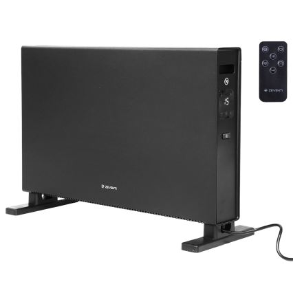ZEVENTI - Električni grijač/konvektor s LCD zaslonom 1250/2000W/230V crni + daljinski upravljač