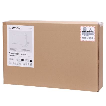 ZEVENTI - Električni grijač/konvektor s LCD zaslonom 1250/2000W/230V crni + daljinski upravljač