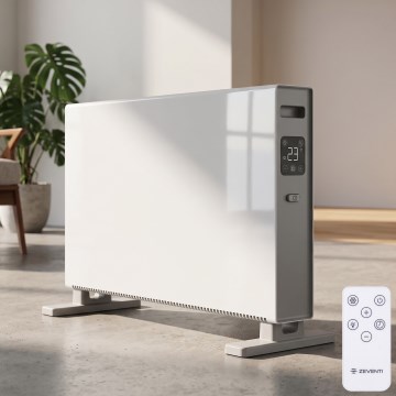 ZEVENTI - Električni grijač/konvektor s LCD zaslonom ECO/1250/2000W/230V bijela + daljinski upravljač