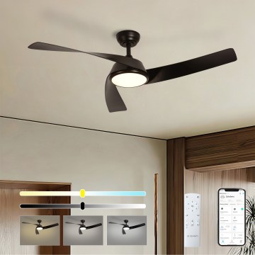 ZEVENTI - LED prigušivi stropni ventilator AERYS LED/24W/230V 3000/4000/6000K Wi-Fi Tuya crna + daljinski upravljač