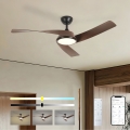 ZEVENTI - LED prigušivi stropni ventilator AERYS LED/24W/230V 3000/4000/6000K Wi-Fi Tuya crna/orah + daljinski upravljač