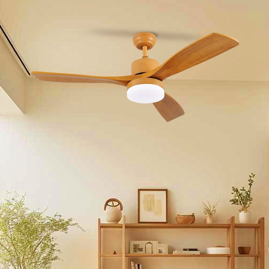 ZEVENTI - LED Prigušivi stropni ventilator MARE LED/24W/230V 3000-6000K Wi-Fi Tuya hrast + daljinski upravljač