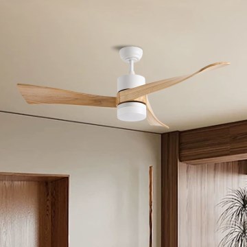ZEVENTI - LED Prigušivi stropni ventilator NATURITO LED/18W/230V 3000-6000K Wi-Fi Tuya bijela/hrast + daljinski upravljač