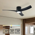 ZEVENTI - LED prigušivi stropni ventilator ORBITO LED/24W/230V 3000/4000/6000K Wi‑Fi Tuya crni + daljinski upravljač