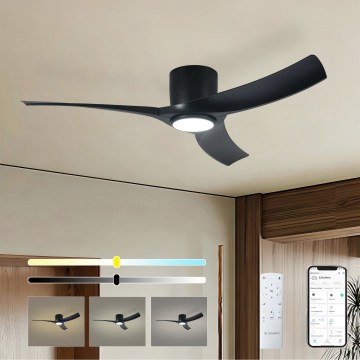 ZEVENTI - LED prigušivi stropni ventilator ORBITO LED/24W/230V 3000/4000/6000K Wi‑Fi Tuya crni + daljinski upravljač