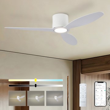 ZEVENTI - LED prigušivi stropni ventilator VENTORA LED/24W/230V 3000/4000/6000K Wi-Fi Tuya bijela + daljinski upravljač