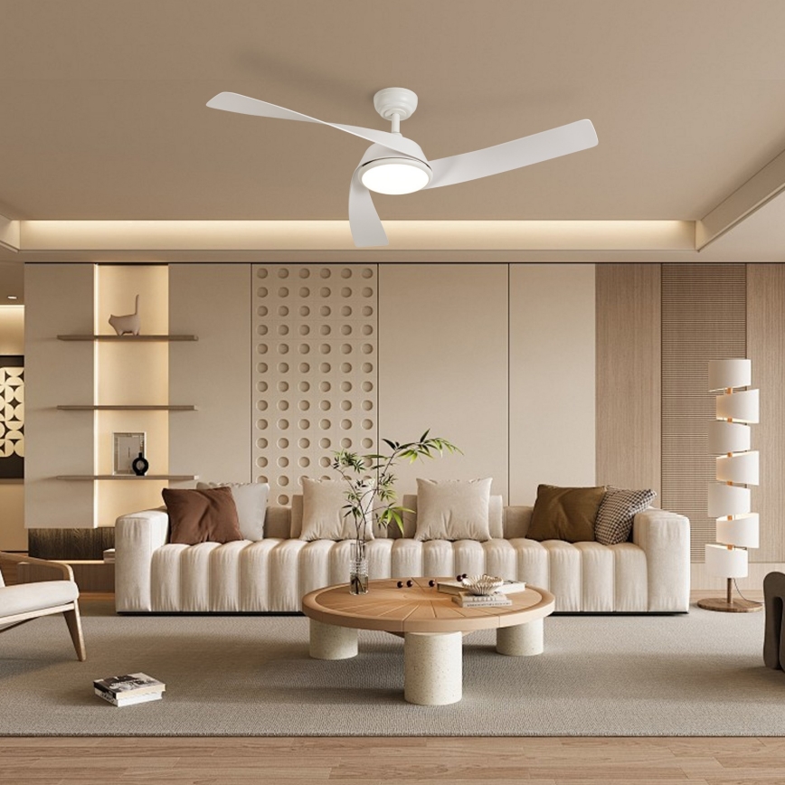 ZEVENTI - Stropni ventilator AERYS s prigušivom LED/24W/230V 3000/4000/6000K Wi-Fi Tuya bijeli + daljinski upravljač