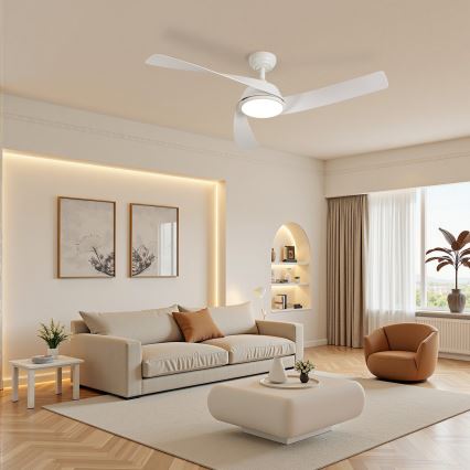 ZEVENTI - Stropni ventilator AERYS s prigušivom LED/24W/230V 3000/4000/6000K Wi-Fi Tuya bijeli + daljinski upravljač