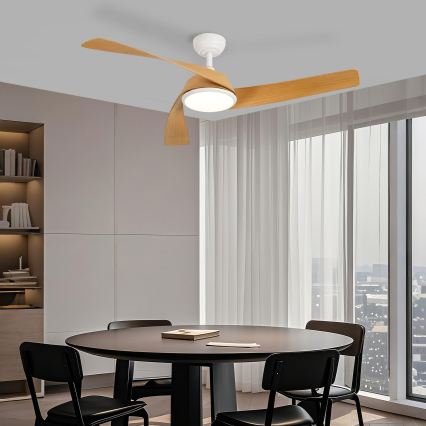 ZEVENTI - LED stropni ventilator s prigušivanjem AERYS LED/24W/230V 3000/4000/6000K Wi‑Fi Tuya bijela/hrast + daljinski upravljač