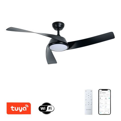 ZEVENTI - LED prigušivi stropni ventilator AERYS LED/24W/230V 3000/4000/6000K Wi-Fi Tuya crna + daljinski upravljač