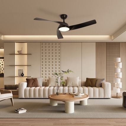 ZEVENTI - LED prigušivi stropni ventilator AERYS LED/24W/230V 3000/4000/6000K Wi-Fi Tuya crna + daljinski upravljač