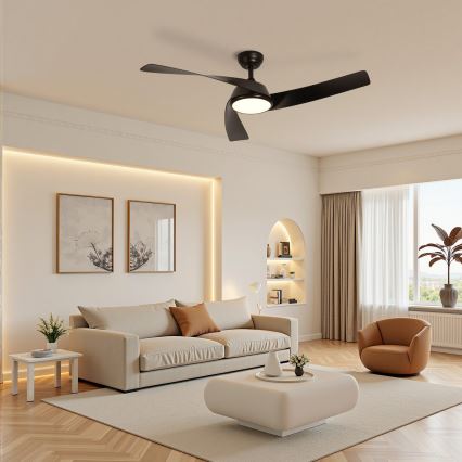 ZEVENTI - LED prigušivi stropni ventilator AERYS LED/24W/230V 3000/4000/6000K Wi-Fi Tuya crna + daljinski upravljač