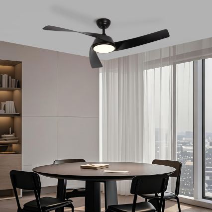 ZEVENTI - LED prigušivi stropni ventilator AERYS LED/24W/230V 3000/4000/6000K Wi-Fi Tuya crna + daljinski upravljač
