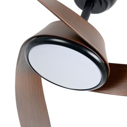 ZEVENTI - LED prigušivi stropni ventilator AERYS LED/24W/230V 3000/4000/6000K Wi-Fi Tuya crna/orah + daljinski upravljač