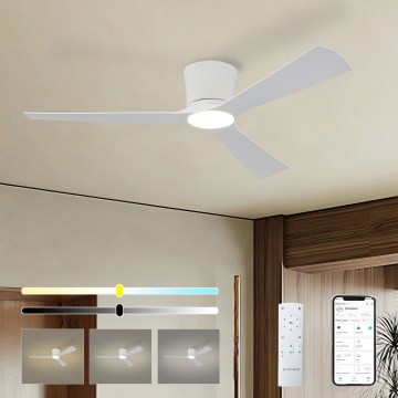 ZEVENTI - LED stropni ventilator AUREX s mogućnošću prigušivanja LED/24W/230V 3000/4000/6000K Wi-Fi Tuya bijeli + daljinsko upravljanje