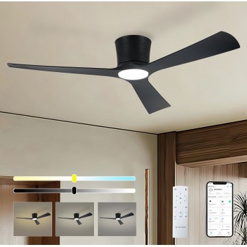 ZEVENTI - LED stropni ventilator AUREX s mogućnošću prigušivanja LED/24W/230V 3000/4000/6000K Wi-Fi Tuya crna + daljinski upravljač