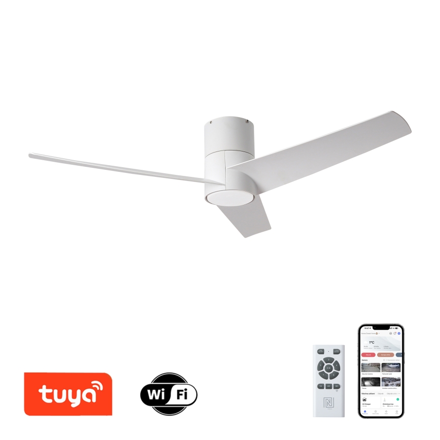ZEVENTI - LED Stropni ventilator BARROSA LED/18W/230V 3000/4000/6000K Wi-Fi Tuya bijela + daljinski upravljač